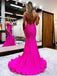 Sexy Spaghetti Strap V-neck Sleeveless Mermaid Long Prom Dresses With Trailing For Party, PG190