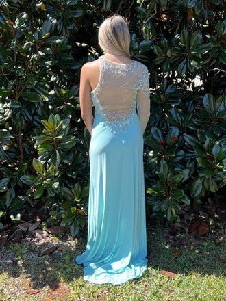 Sexy One shoulder Mermaid With Side Slit Long Prom Dresses For Party, PG86