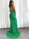 Sexy V-neck Sleeveless Mermaid Sequin Long Prom Dresses With Trailing For Party, PG270