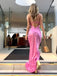 Soft Spaghetti Strap Sleeveless Mermaid Satin Long Prom Dresses For Party, PG414