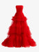 Formal Gown Sweetheart Sleeveless A-line Tulle Ruffles Long Prom Dresses For Party, PG478