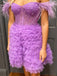 Elegant Off-shoulder Sleeveless Short Tulle A-line Homecoming Dresses For Party, PGH190