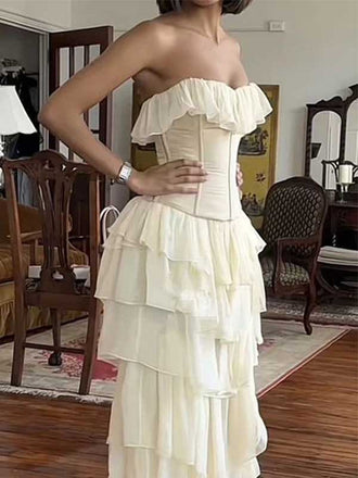 Unique Sweetheart Sleeveless Mermaid Chiffon Long Prom Dresses For Party, PG402