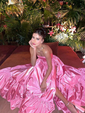 Soft Sweetheart Sleeveless A-line Satin Long Prom Dresses For Party, PG677