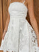 Elegant Spaghetti Strap Sleeveless Short A-line White Lace Homecoming Dresses For Party, PGH246