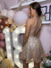 Elegant Spaghetti Strap Sleeveless Short A-line Lace Homecoming Dresses For Party, PGH306
