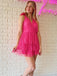 Simple V-neck Sleeveless Tulle A-line Ruffles Homecoming Dresses For Party, PGH346