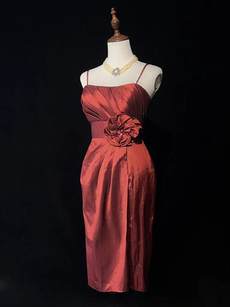 Sexy Spaghetti Strap Sleeveless Short Mermaid Satin Homecoming Dresses For Party, PGH274