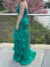 Sexy V-neck Spaghetti Strap Sleeveless Mermaid Long Prom Dresses For Party, PG178