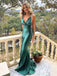 Soft Spaghetti Strap Sleeveless Mermaid Satin Long Prom Dresses For Party, PG754