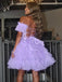 Elegant Off-shoulder Sleeveless Short A-line Tulle Homecoming Dresses For Party, PGH146