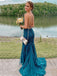 Elegant Spaghetti Strap Sleeveless Mermaid Lace Long Prom Dresses For Party, PG524