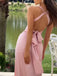 Simple V-neck Sleeveless Mermaid Satin Long Prom Dresses For Party, PG536