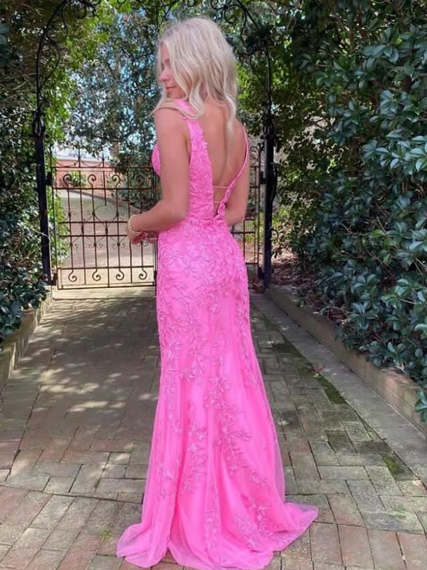 Sexy V-neck Mermaid Sleeveless Prom Dresses For Party, PG154