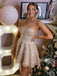 Elegant Spaghetti Strap Sleeveless Short A-line Lace Homecoming Dresses For Party, PGH306