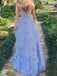 Elegant Spaghetti Strap Sleeveless Ruffles A-line Sequin Long Prom Dresses For Party, PG234