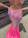 Sexy Spaghetti Strap Sleeveless Mermaid Sequin Long Prom Dresses With Trailing For Party, PG263