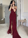 Sexy Spaghetti Strap Sleeveless Mermaid Chiffon Long Prom Dresses For Party, PG750