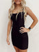 Sexy Spaghetti Strap Sleeveless Satin Black Mermaid Homecoming Dresses For Party, PGH338