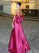 Soft Spaghetti Strap Sleeveless A-line Satin Long Prom Dresses For Party, PG636