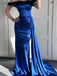 Sexy Off-shoulder Sleeveless Mermaid Satin Long Prom Dresses For Party, PG706