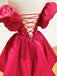 Elegant Off-shoulder Short Satin Red A-line Homecoming Dresses For Party, PGH158