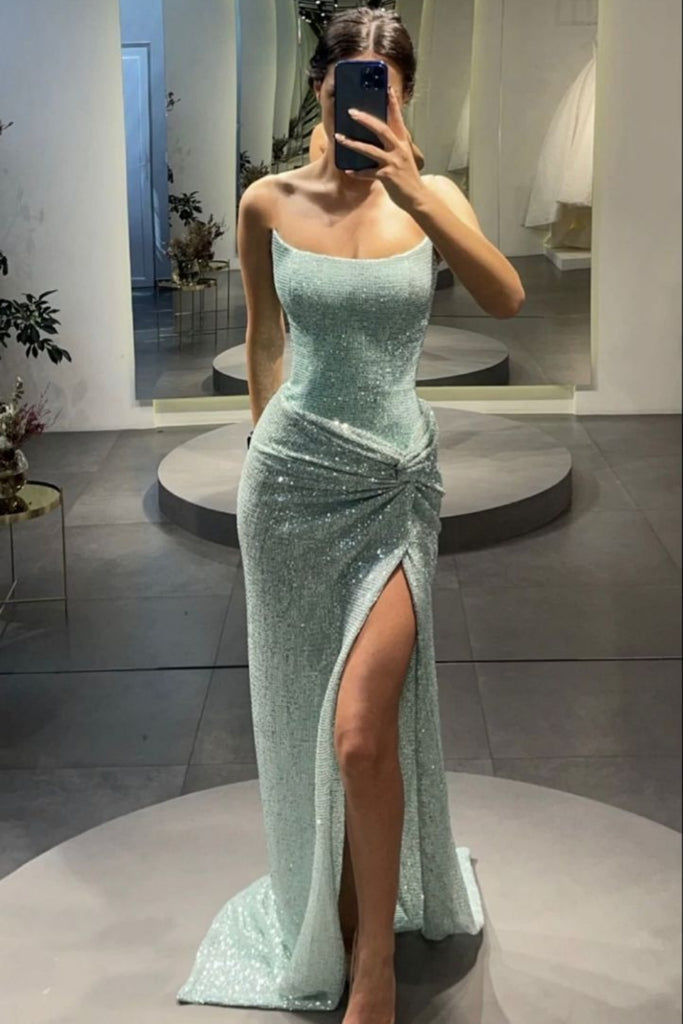 Sexy Sweetheart Sleeveless Mermaid Satin Long Prom Dresses For Party, PG736