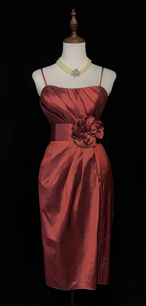 Sexy Spaghetti Strap Sleeveless Short Mermaid Satin Homecoming Dresses For Party, PGH274