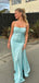 Sexy Spaghetti Strap Sleeveless Mermaid Satin Long Prom Dresses For Party, PG808