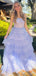 Elegant Spaghetti Strap Sleeveless Ruffles A-line Sequin Long Prom Dresses For Party, PG234