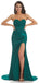 Sexy Sweetheart Strapless Mermaid Side Slit Soft Satin Long Prom Dresses For Party, PG254