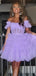 Elegant Off-shoulder Sleeveless Short A-line Tulle Homecoming Dresses For Party, PGH146