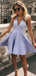 Simple V-neck Sleeveless A-line Satin Short Homecoming Dresses For Party, PGH374