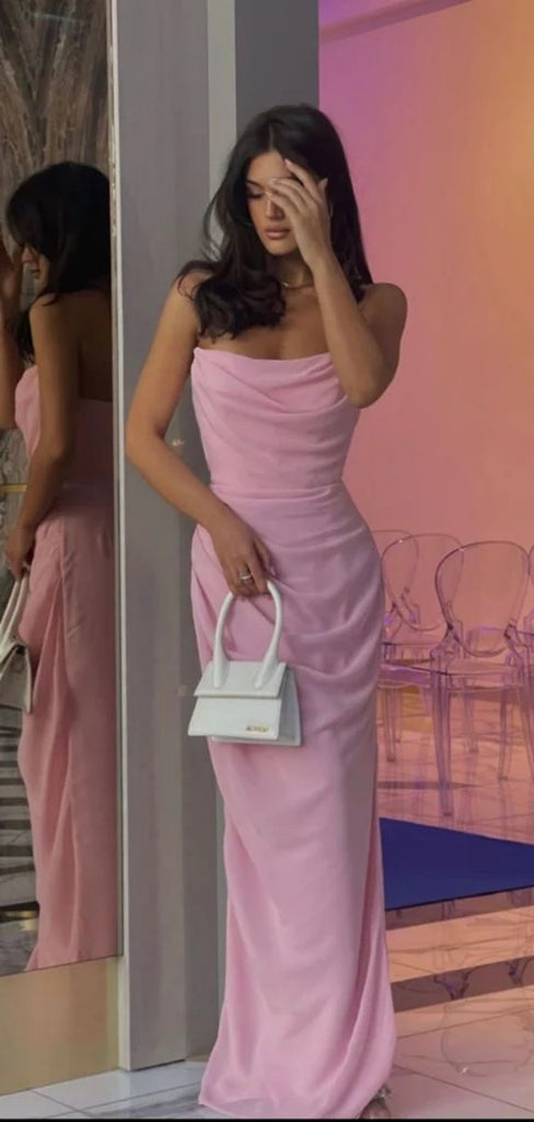 Simple Sweetheart Sleeveless Mermaid Satin Long Prom Dresses For Party, PG673