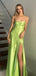 Soft Spaghetti Strap Sleeveless Mermaid Satin Long Prom Dresses For Party, PG716