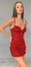 Sexy Spaghetti Strap Sleeveless Short Mermaid Red Sequin Homecoming Dresses For Party, PGH262