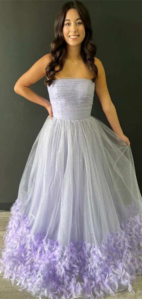 Formal Sweetheart Sleeveless A-line Tulle Long Prom Dresses For Party, PG266