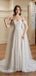 Gorgeous Off-shoulder Sleeveless A-line White Long Wedding Dresses With Trailing, PGW10