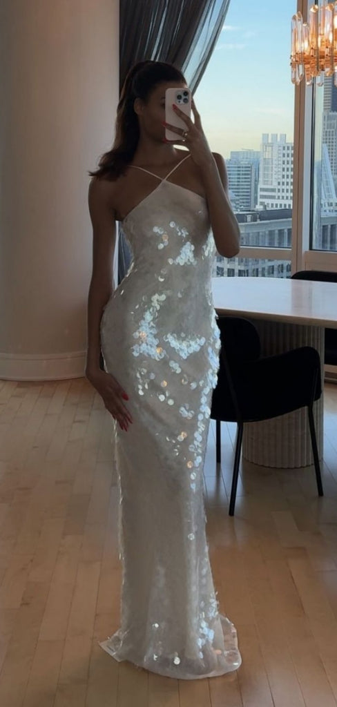 Sexy Halter Sleeveless Mermaid Satin Long Prom Dresses For Party, PG766