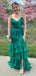 Sexy V-neck Spaghetti Strap Sleeveless Mermaid Long Prom Dresses For Party, PG178