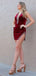 Sexy V-neck Halter Sleeveless Short Mermaid Velvet Homecoming Dresses For Party, PGH254