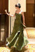 Elegant Spaghetti Strap Sleeveless Mermaid Satin Green Long Prom Dresses For Party, PG508