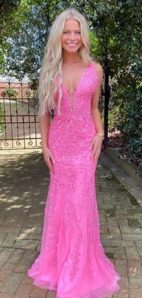 Sexy V-neck Mermaid Sleeveless Prom Dresses For Party, PG154