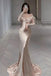 Soft Off-shoulder Full Sleeve A-line Satin Long Prom Dresses For Party, PG577