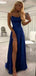 Formal Spaghetti Strap Sleeveless A-line Satin Long Prom Dresses With Trailing For Party, PG362