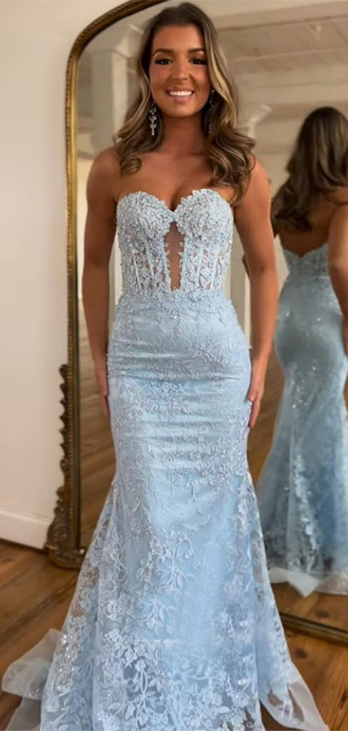 Elegant Sweetheart Mermaid Sleeveless Long Prom Dresses For Party, PG118