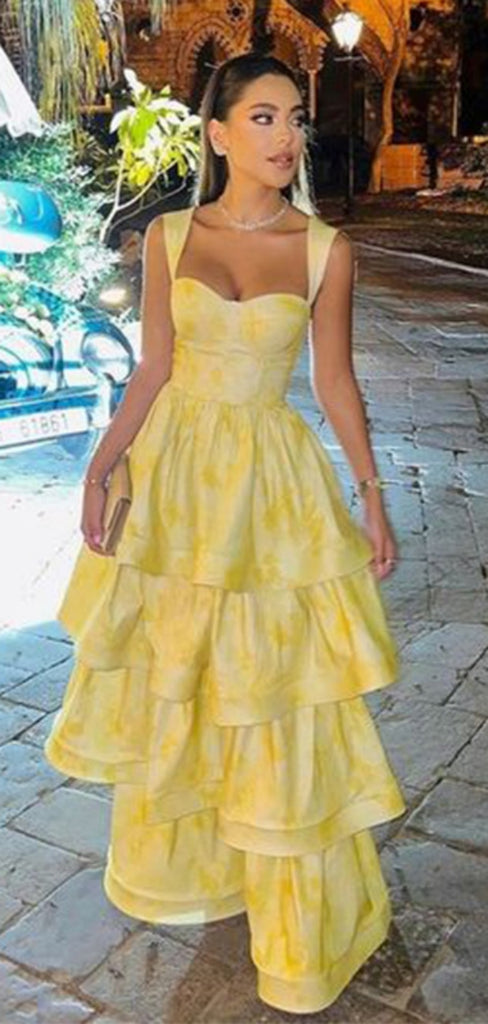 Formal Spaghetti Strap Sleeveless A-line Satin Long Prom Dresses For Party, PG496