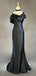 Sexy V-neck Sleeveless Mermaid Satin Long Prom Dresses With Trailing For Party, PG278