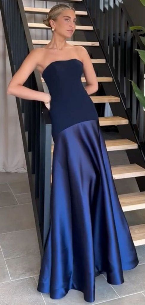Fashion Sweetheart Sleeveless Mermaid Satin Long Prom Dresses For Party, PG790