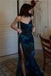 Sexy Spaghetti Strap Sleeveless Mermaid Satin Long Prom Dresses For Party, PG604